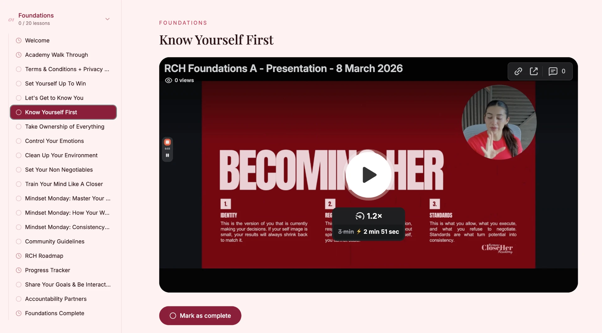 Foundations module lesson with training video
