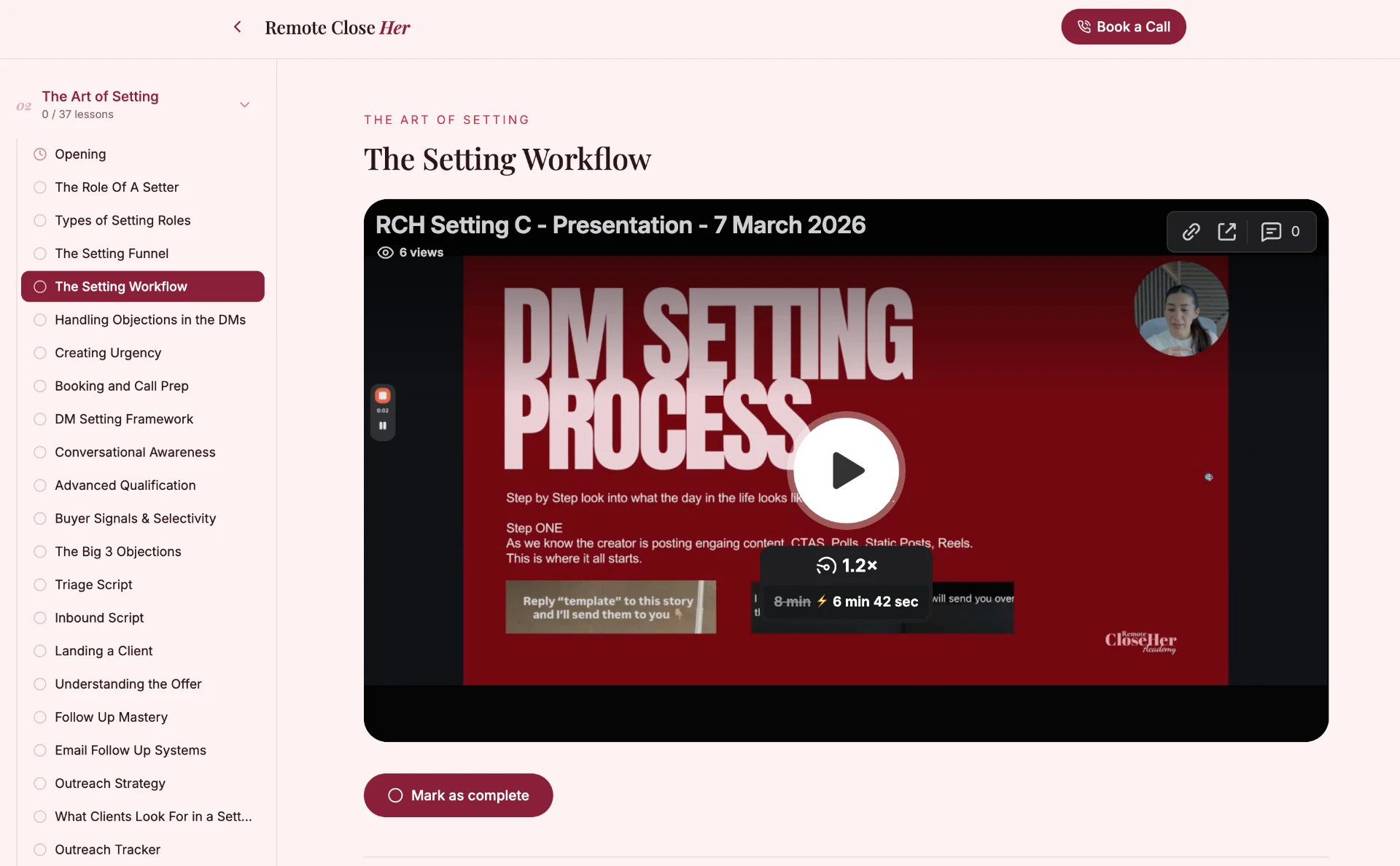 The Art of Setting module lesson list and video
