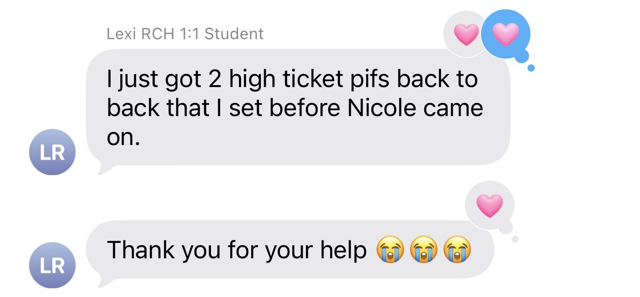 Member message about landing two high ticket offers back to back