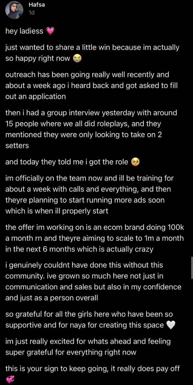 Community post screenshot sharing a result